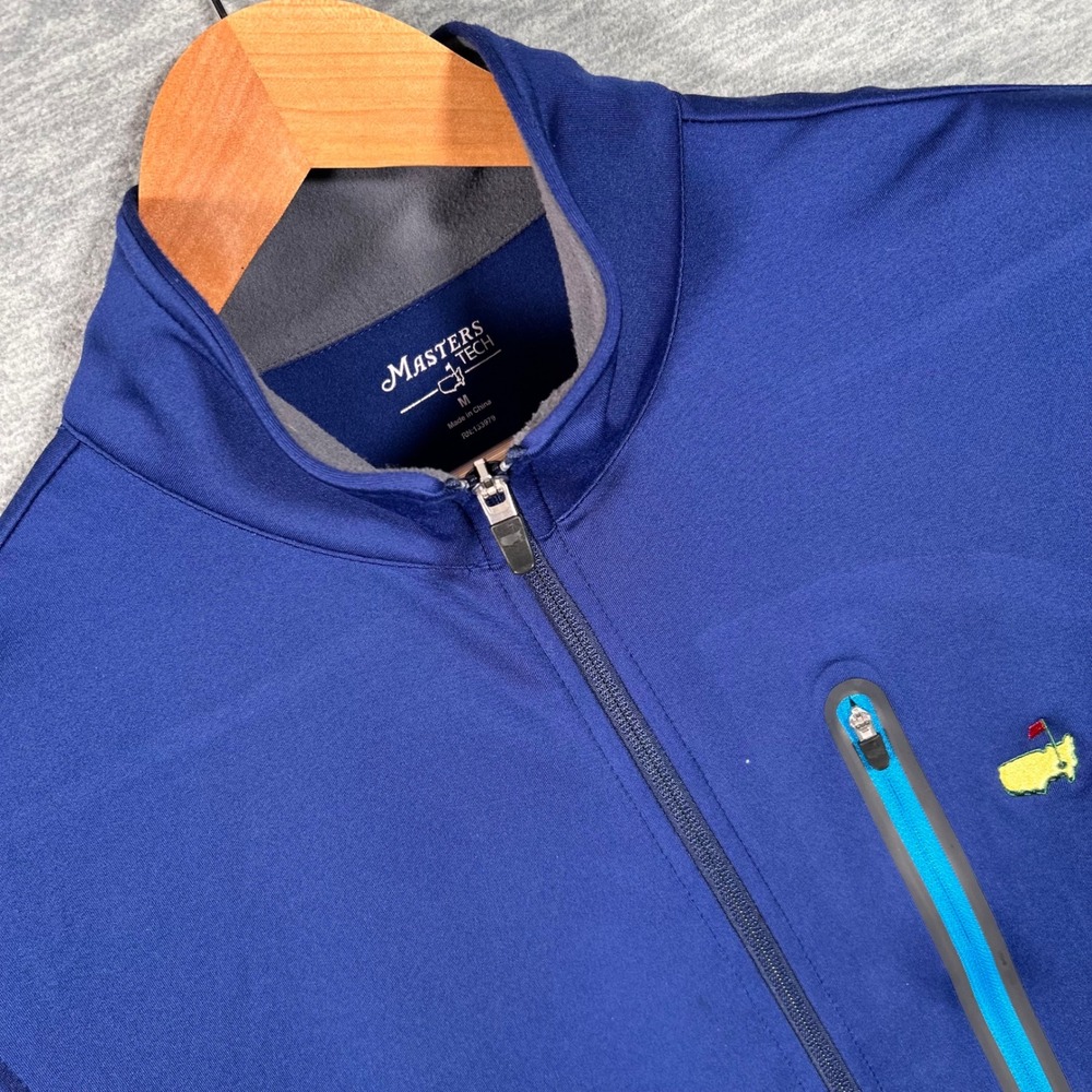 Masters Tech Golf Vest Mens Medium Blue Full Zip Mock Neck Augusta Golf Preppy